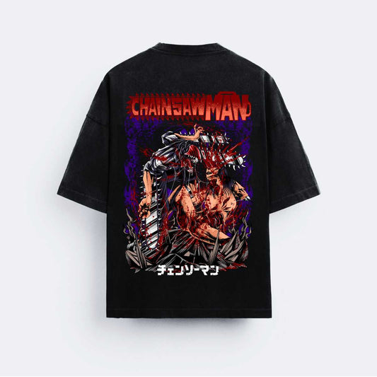 Chainsaw - OverSized T-Shirt | oversized tshirt | anime, chain, chainsaw, chainsawman, oversized | DEHAVARMAN